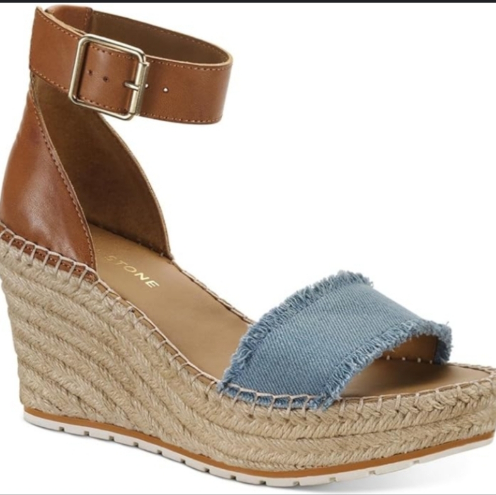 Sun + Stone Women's Espadrille Wedge Sandals - Blue and Brown